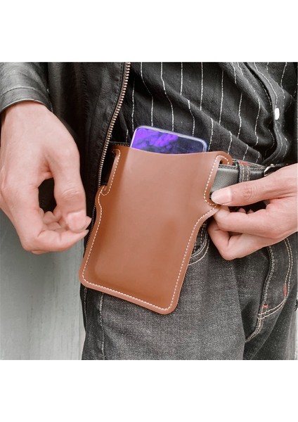 Asılı Cep Telefonu Çantası Spor Giyen Deri Kemer Saklama Kutusu Bozuk Para Cüzdanı Ortaçağ Kalça Paketi Kırmızı (Yurt Dışından)