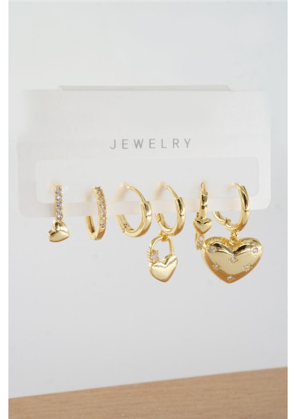 Kadın Vip Seri Zirkon Taşlı Karışık Figürlü 6'lı Küpe Seti ZRK0015