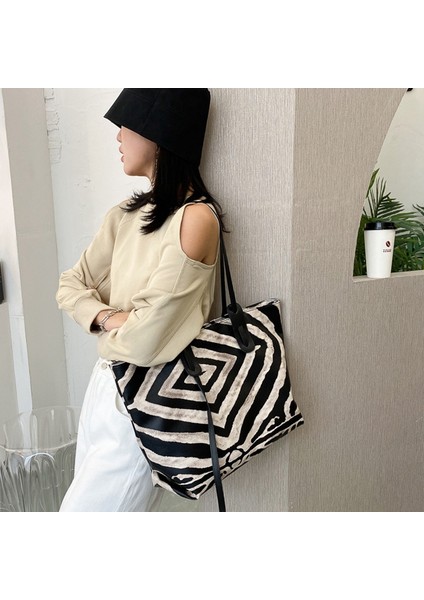 Moda Retro Leopar Büyük Tote Çanta Pu Deri Kadın Çanta Yüksek Kapasiteli Omuz Messenger (Yurt Dışından)