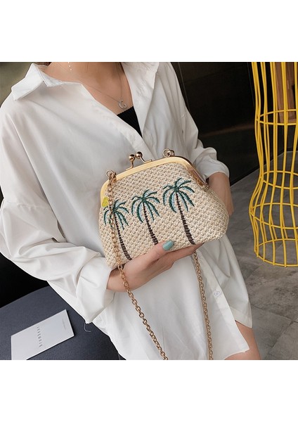 Kabuk Saman Işlemeli Yuvarlak Çanta Basit Omuz Çapraz Kadın Hindistan Cevizi Ağacı (Yurt Dışından) fırsatları