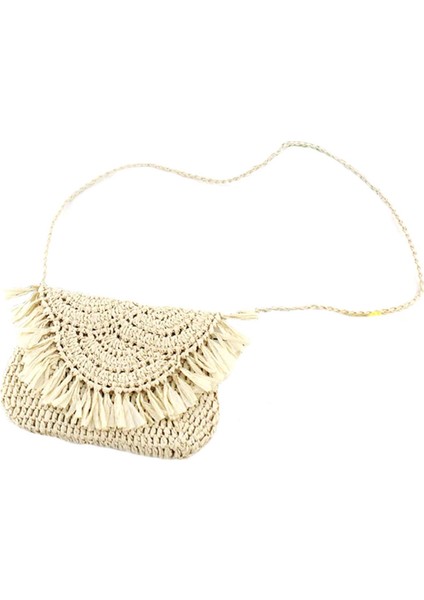 Hasır Çanta Kağıt Halat Kanca Çiçek Büyük Çevirme El-Kadın Günlük Çanta Plaj Çantası (Bej) (Yurt Dışından)