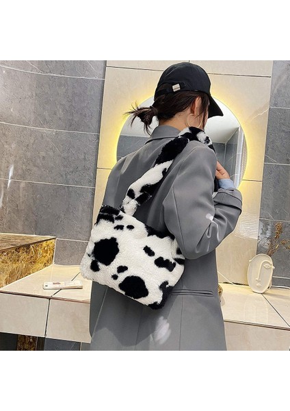 Bayan Omuz Çantası Peluş Çanta Kadın Sonbahar ve Kış Koltuk Altı Cüzdan Tote Siyah (Yurt Dışından) fiyatları