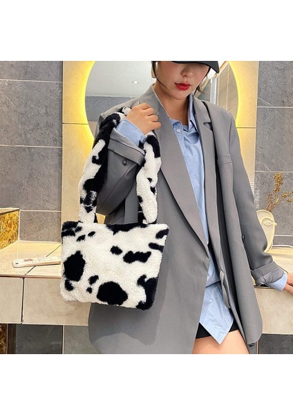 Bayan Omuz Çantası Peluş Çanta Kadın Sonbahar ve Kış Koltuk Altı Cüzdan Tote Siyah (Yurt Dışından) modelleri