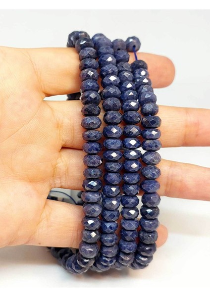 Çeyrek Dizi (9cm Uzunluğundadır!) Safir Taşı Rondela Faset Kesim 4*7.5mm Çeyrek Dizi (45822)