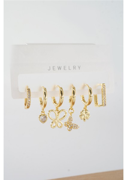 Kadın Vip Seri Zirkon Taşlı Karışık Figürlü 6'lı Küpe Seti ZRK0028 fiyatları