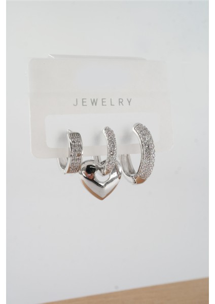 Kadın Vip Seri Baget Zirkon Taşlı Karışık Figürlü 3'lü Küpe ZRK00542 fiyatları