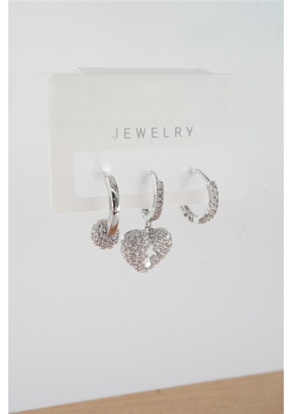 Kadın Vip Seri Baget Zirkon Taşlı Karışık Figürlü 3'lü Küpe ZRK00549 fiyatları