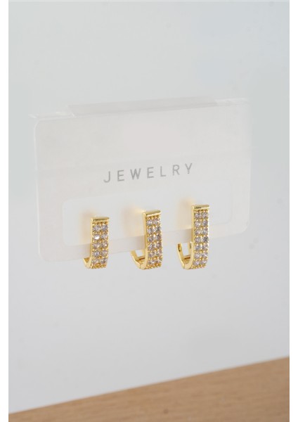 Kadın Vip Seri Baget Zirkon Taşlı Karışık Figürlü 3'lü Küpe ZRK00559 fiyatları