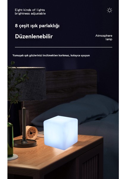 Mini Kare Gece Lambası Çok Renkli Aydınlatma Atmosfer Işığı Tatil Hediyesi (Yurt Dışından)