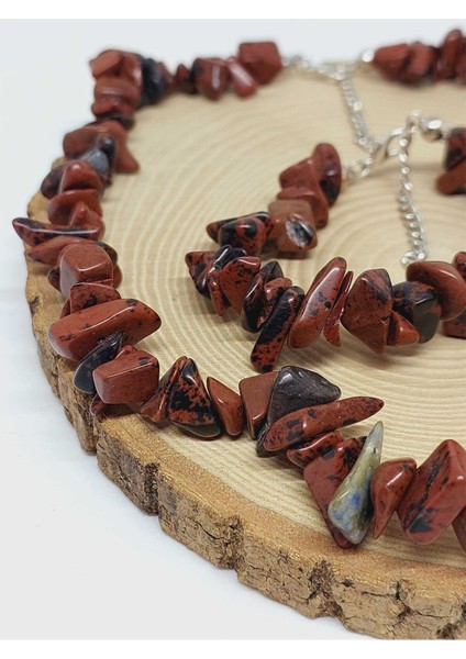 Kahverengi Obsidyen Taşı Iri Taşlar Kolye & Bileklik Seti (52268) fiyatları