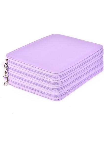 184 Delik Sanat Depolama Kalem Kutusu Çok Renkli Eskiz Kalemi Renkli Kurşun Büyük Kapasiteli Katlanır Çanta Mor (Yurt Dışından)