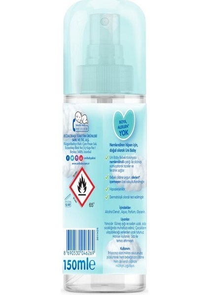 Uni Baby Bebek Kolonyası 150ML Karma Set Nemlendiricili (Bebeksi Dokunu/çiçeksi Ferahlık) (2 Li Set)