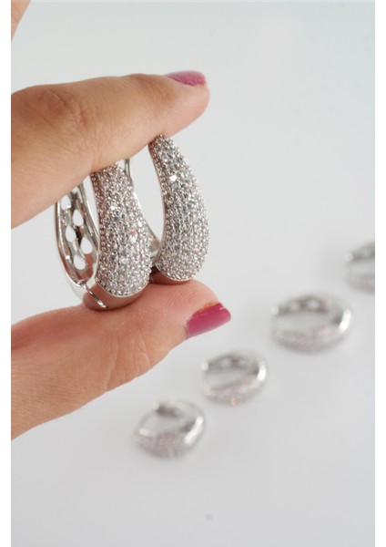 Kadın Vip Seri Zirkon Taşlı 3 Boy 6'lı Küpe Seti ZRK0013 modelleri