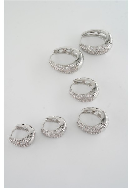 Kadın Vip Seri Zirkon Taşlı 3 Boy 6'lı Küpe Seti ZRK0013 indirimleri