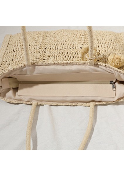Büyük Kapasiteli Dokuma Hasır Çanta Omuz Çantaları Kadınlar Için Hollow Rattan Shopper Tote Çantalar Çanta Ins B (Yurt Dışından) fırsatları