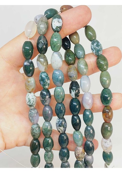 Bileklik Boy Akik Taşı Arpa Kesim 8X12MM Yarım Dizi (49450) (18CM Uzunluğundadır)