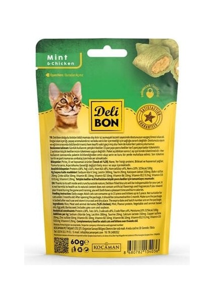 Chrunchy Içi Dolgulu Tavuklu ve Naneli Kedi Ödül Bisküvisi 60 gr