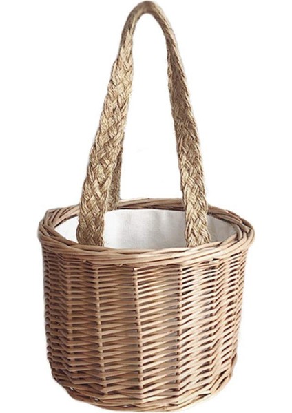 Kadın Çantaları - Vücut Çantaları Hasır Çanta El Yapımı Rattan Taşınabilir Kova Eğlence Tatil Plaj Dokuma Kadın 16 x 14 23 cm (Yurt Dışından)