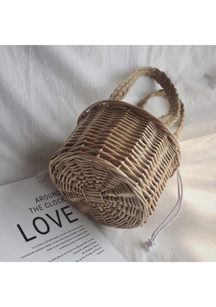 Kadın Çantaları - Vücut Çantaları Hasır Çanta El Yapımı Rattan Taşınabilir Kova Eğlence Tatil Plaj Dokuma Kadın 16 x 14 23 cm (Yurt Dışından) fiyatları