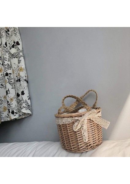 Kadın Çantaları - Vücut Çantaları Hasır Çanta El Yapımı Rattan Taşınabilir Kova Eğlence Tatil Plaj Dokuma Kadın 16 x 14 23 cm (Yurt Dışından) modelleri