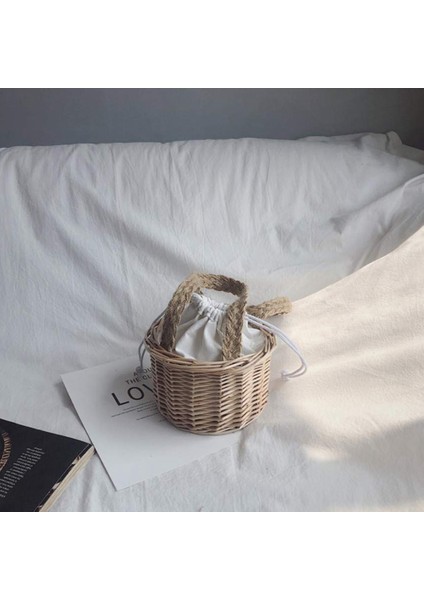 Kadın Çantaları - Vücut Çantaları Hasır Çanta El Yapımı Rattan Taşınabilir Kova Eğlence Tatil Plaj Dokuma Kadın 16 x 14 23 cm (Yurt Dışından) fırsatları