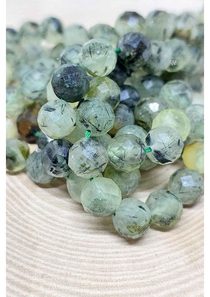 Çeyrek Dizi (9cm Uzunluğundadır!) Prehnit (Prinayt) Taşı Faset Kesim Çeyrek Dizi 8mm fırsatları
