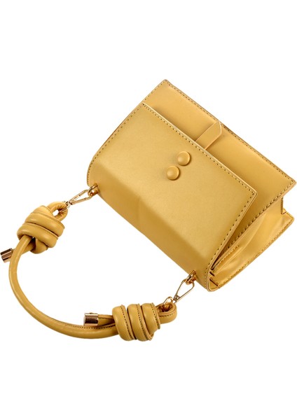 Yabancı Stil Doku Çanta Moda Omuz Messenger Çanta Vahşi Küçük Kare Sarı Kore Versiyonu (Yurt Dışından)