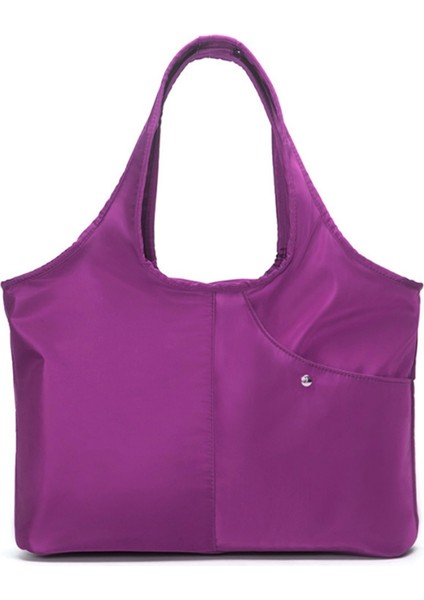Büyük Tote Omuz Çantası Su Geçirmez Çanta Çok Fonksiyonlu Naylon Seyahat Omuzu (Mor) (Yurt Dışından)