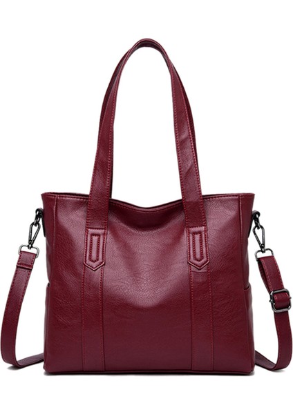Kadın Omuz Çantası Bayanlar Rahat Çanta Mizaç Kadın Büyük Messenger Şarap Kırmızı (Yurt Dışından)