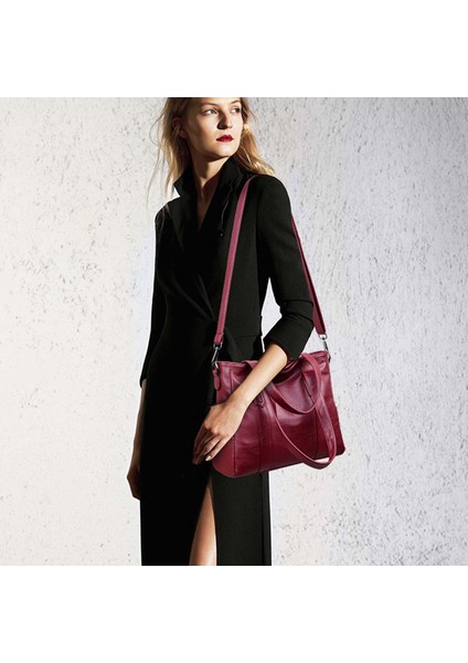 Kadın Omuz Çantası Bayanlar Rahat Çanta Mizaç Kadın Büyük Messenger Şarap Kırmızı (Yurt Dışından) modelleri