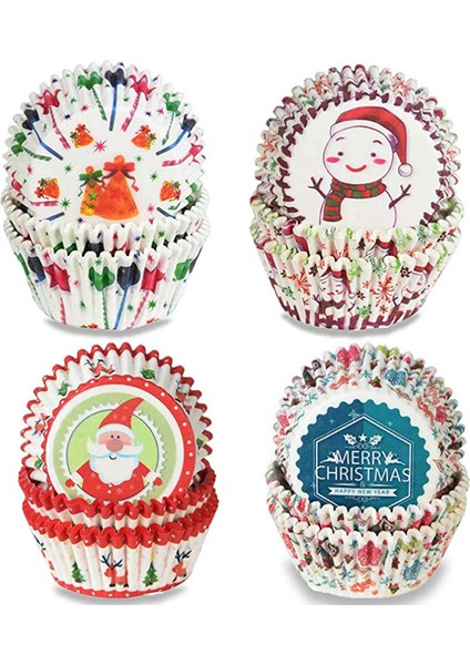 Kardan Adam 100PC Tarzı Noel Temalı Cupcake Kalıbı Muffin Kek Kalıpları Kek Tepsisi Pişirme Araçları Pişirme Araçları Noel Kek Süslemeleri (Yurt Dışından)