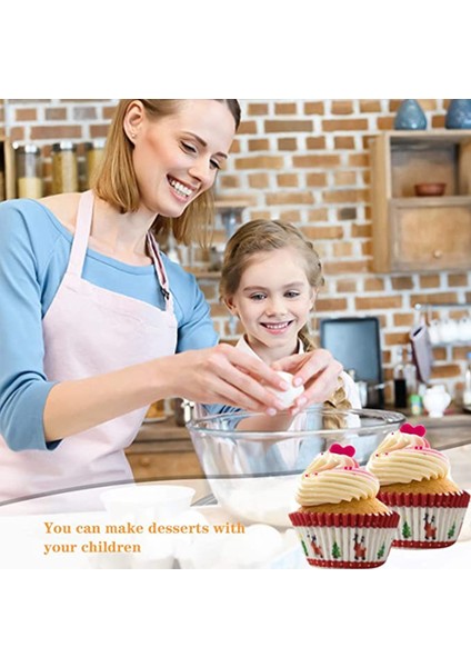 Kardan Adam 100PC Tarzı Noel Temalı Cupcake Kalıbı Muffin Kek Kalıpları Kek Tepsisi Pişirme Araçları Pişirme Araçları Noel Kek Süslemeleri (Yurt Dışından)