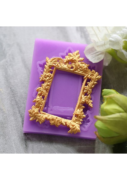B088 Stili Avrupa Kabartmalı Fotoğraf Çerçevesi Kenar Şekli Silikon Kalıp Fondan Pasta Süsleme Araçları Çikolata Cupcake Pişirme Gumpaste Kalıbı (Yurt Dışından) modelleri