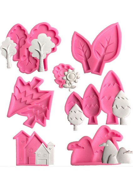 No.3 Tarzı Çeşit Ağaç Çiçek Dağ Evi Şekil Silikon Kalıp Fondan Pasta Dekorasyon Araçları Çikolata Cupcake Pişirme Şeker Hamuru Kalıbı (Yurt Dışından) fiyatları