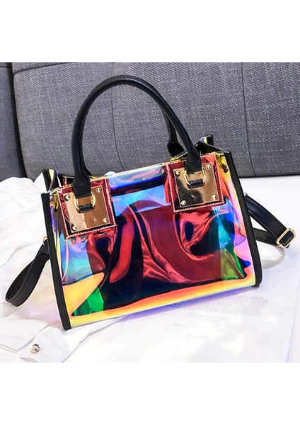 Şeffaf Payet Çanta Pvc Plastik Su Geçirmez Crossbody Omuz Çantası Kozmetik Çantası-Siyah (Yurt Dışından) fiyatları