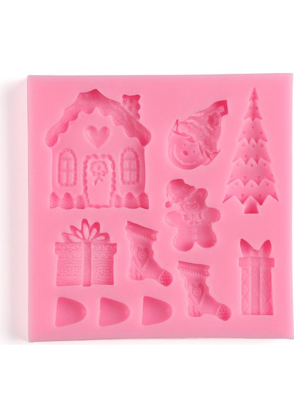 G Tarzı Noel Silikon Kalıplar 3D Kendin Yap Şeker El Sanatları Çikolata Kesici Kalıp Fondan Pasta Süsleme Aracı Yılbaşı Kalıbı Fırınlama Aksesuarları (Yurt Dışından)