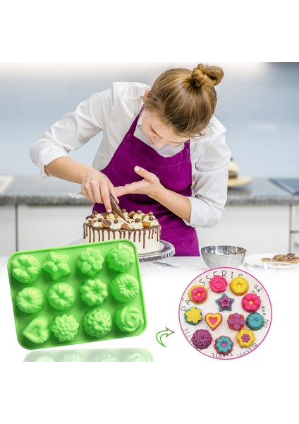 Bir Stil Mutfak Için 12 Izgaralı Yaratıcı Kek Kalıbı Çiçek Bitkiler Tatlı Şeker Puding Jöle Ay Silikon Kalıp Kendin Yap Pastacılık Kalıbı (Yurt Dışından) fırsatları