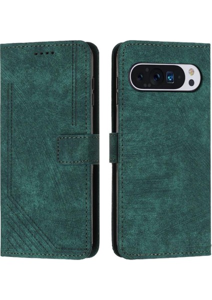 Google Piksel 9 Kickstand Cüzdan Pu Deri Kart Ekleme Için Flip Case (Yurt Dışından)