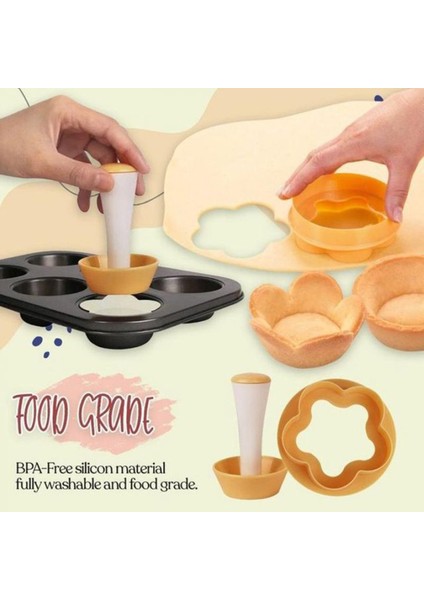 Elastik Hamur Dökümü Tart Kabuk Kalıpları Tart Kesici Çiçek Yuvarlak Hamur Kurabiye Kesici Seti Cupcake Muffin Kalıbı (Yurt Dışından) modelleri