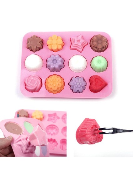1 Adet Pembe Stil Çizgi Film Çiçek ve Yaprak Silikon Fondan Sabun 3D Kek Kalıbı Cupcake Jöle Şeker Çikolata Süsleme Pişirme Aracı Kalıplar Kek Kalıbı (Yurt Dışından)
