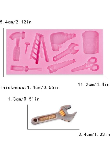5.2X11X1CM Stili Çekiç Silikon Kalıplar Boya Kova Tornavida Cupcake Topper Fondan Şeker Çikolata Kalıbı Pasta Dekorasyon (Yurt Dışından)