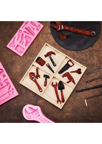 5.2X11X1CM Stili Çekiç Silikon Kalıplar Boya Kova Tornavida Cupcake Topper Fondan Şeker Çikolata Kalıbı Pasta Dekorasyon (Yurt Dışından) fiyatları