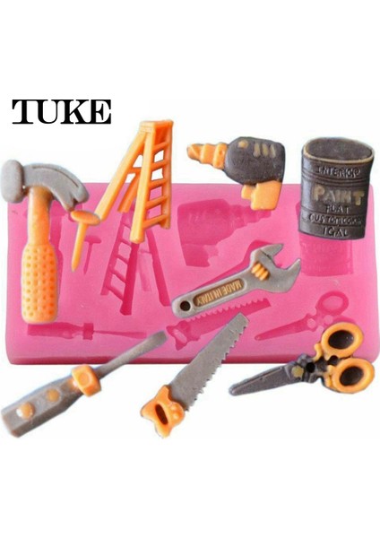 5.2X11X1CM Stili Çekiç Silikon Kalıplar Boya Kova Tornavida Cupcake Topper Fondan Şeker Çikolata Kalıbı Pasta Dekorasyon (Yurt Dışından) modelleri