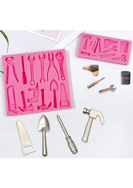 5.2X11X1CM Stili Çekiç Silikon Kalıplar Boya Kova Tornavida Cupcake Topper Fondan Şeker Çikolata Kalıbı Pasta Dekorasyon (Yurt Dışından) fırsatları