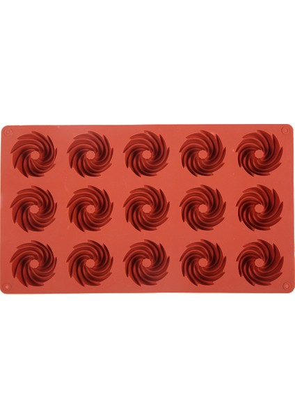 Tuğla Kırmızısı Stili 15-Boşluklu Silikon Kek Kalıpları Pasta Yapımı Tatlı Mousse Yeni Dekorasyon Kalıpları 3D Kendin Yap Spiral Şekilli Çikolata Fırın Aracı (Yurt Dışından)