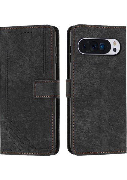 Google Piksel 9 Kickstand Cüzdan Pu Deri Kart Ekleme Için Flip Case (Yurt Dışından)