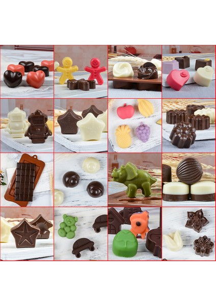 NO.1897 Tarzı Yeni Çikolata Silikon Kalıp Çoklu Şekilli 3D Çikolata Kalıbı Şeker Kalıbı Pratik Fırın Aracı Pasta Süsleme Aracı Kendin Yap Taşınabilir (Yurt Dışından)