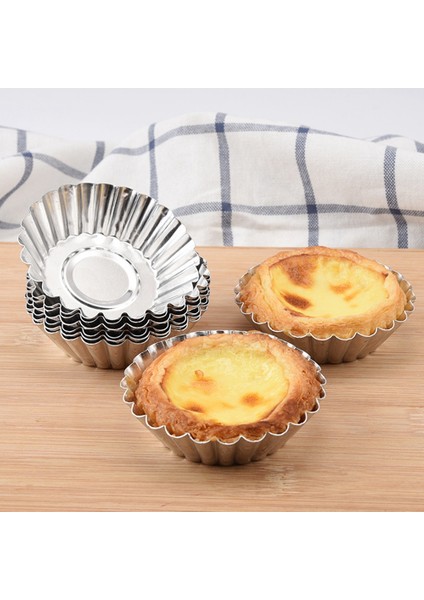 Yeniden Kullanılabilir Gümüş Cupcake Yumurta Tart Kalıbı Kurabiye Puding Kalıbı Anti Yapışan Kek Yumurta Pişirme Kalıbı Hamur Işleri Araçları (Yurt Dışından)
