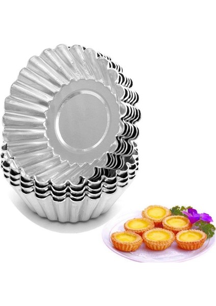 Yeniden Kullanılabilir Gümüş Cupcake Yumurta Tart Kalıbı Kurabiye Puding Kalıbı Anti Yapışan Kek Yumurta Pişirme Kalıbı Hamur Işleri Araçları (Yurt Dışından) modelleri