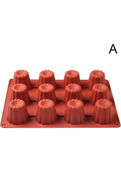 Kırmızı Stil 12 Boşluklu Silikon Kalıp Canneles Bordelais Yivli Kek Kalıbı Muffin Kek Pasta Fırın Tepsisi Tatlı Hamur Işleri Kek Süsleme Araçları (Yurt Dışından)
